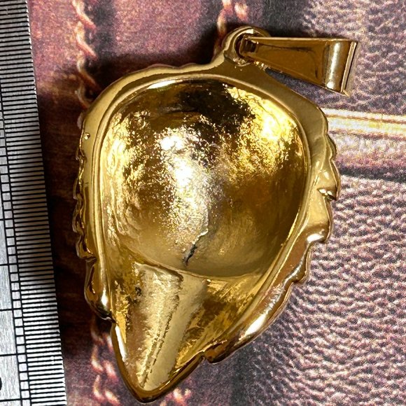 Large Huge Bold Yellow Gold Plated Stainless Steel Lion Pendant Courage Symbol - Picture 7 of 9